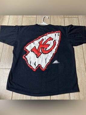 Vtg 90s Kansas City Chiefs T Shirt XL Single Stitch NFL Apex One Double Sided